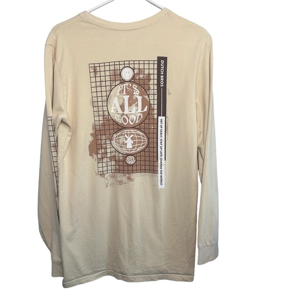 Dutch Bros Cream Long Sleeve Tee w/Brown “It’s All Good” DB 1992 SMALL+MEDIUM - Picture 2 of 7